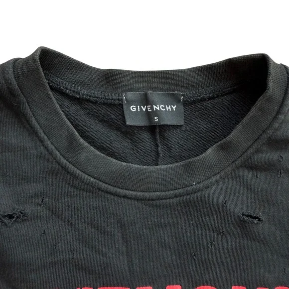 Givenchy Paris Distressed Black Crewneck Sweatshirt Size S - Picture 3 of 12